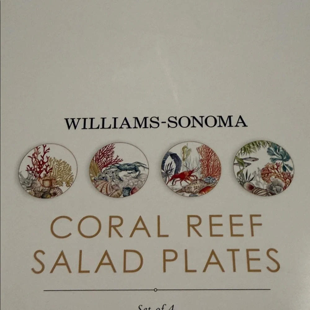 Williams Sonoma Coral Reef Themed Salad Plates New in the box Ocean beach